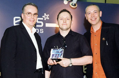 L-R, ECTS events director Andy Lane, director and lead programmer, from Brat Designs Ed Scio, ECTS Host Gareth Jones.