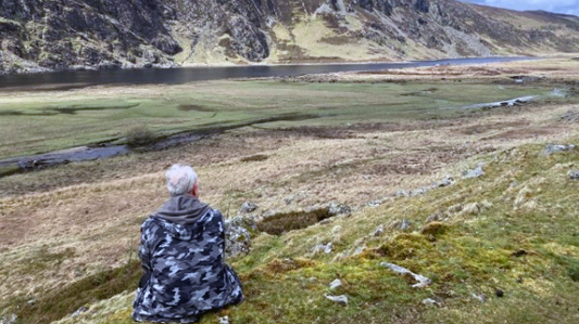 Gareth contemplates Llyn Eigiau